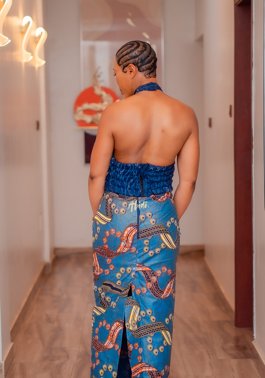 Ensemble jupe longue bleue