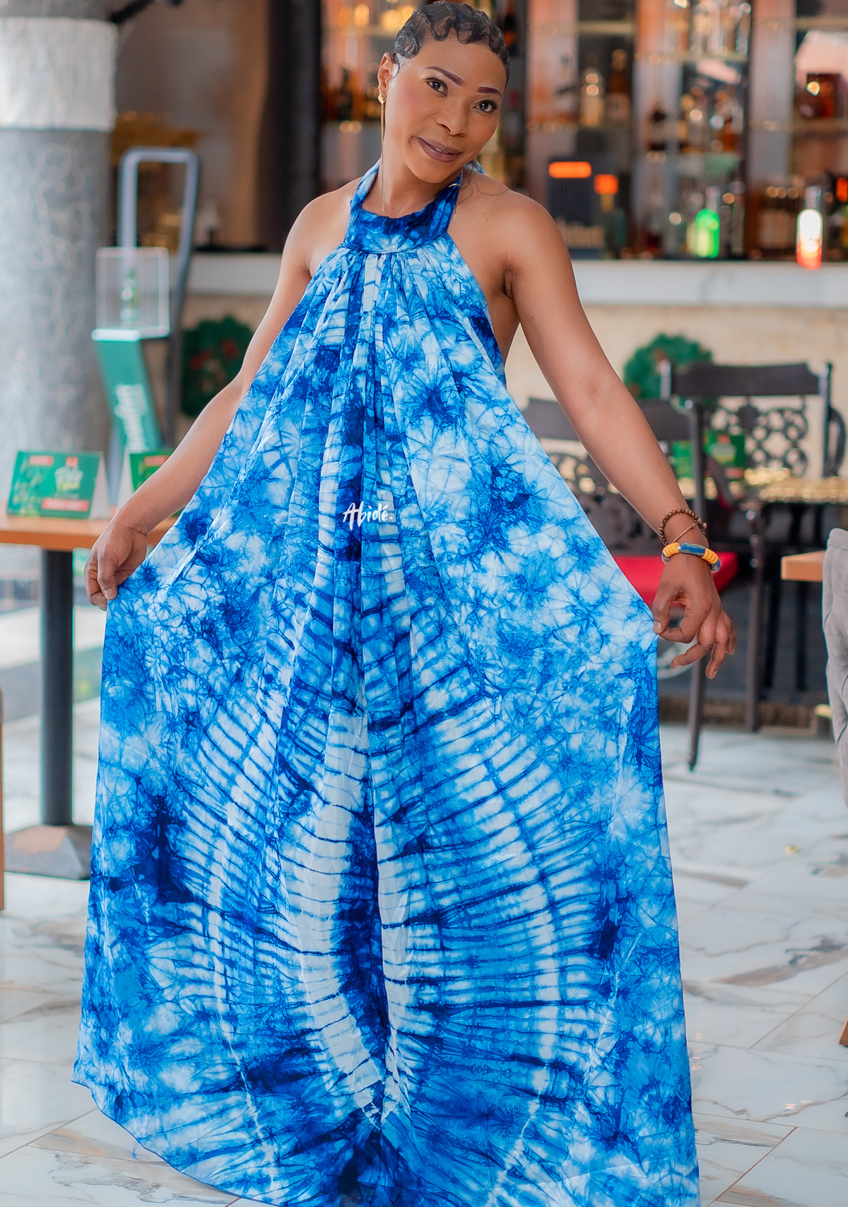 robe dos nu bleu