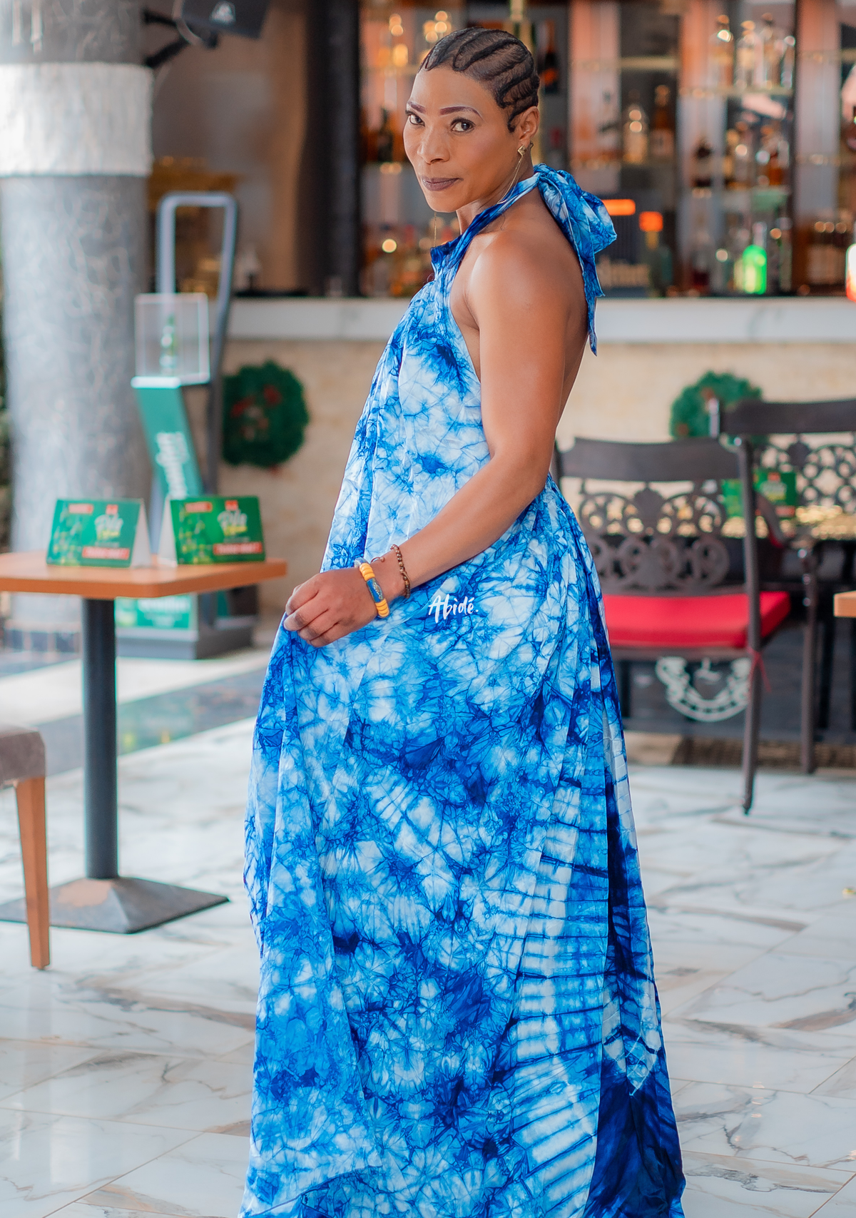 robe dos nu bleu
