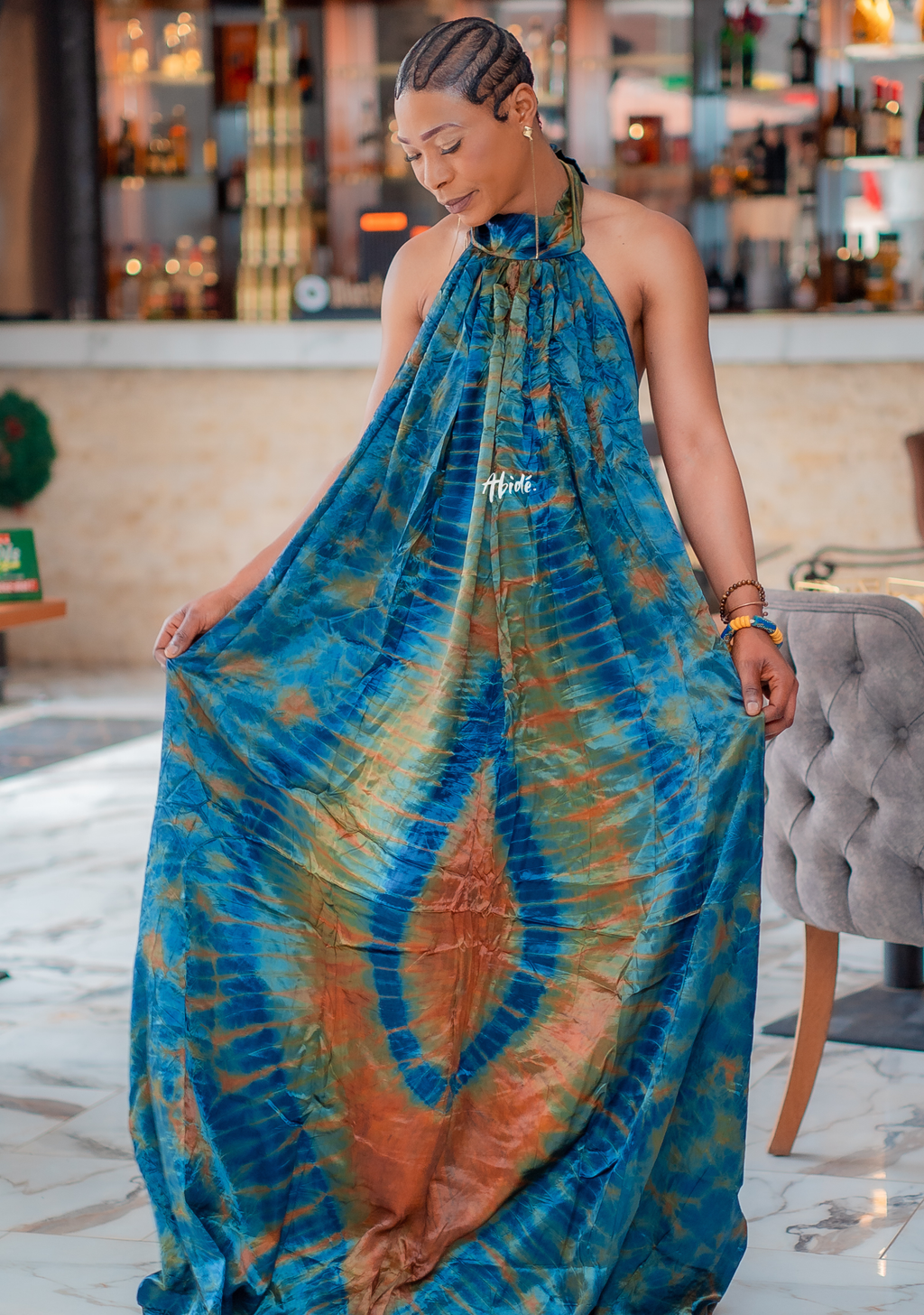robe dos nu bleu turquoise