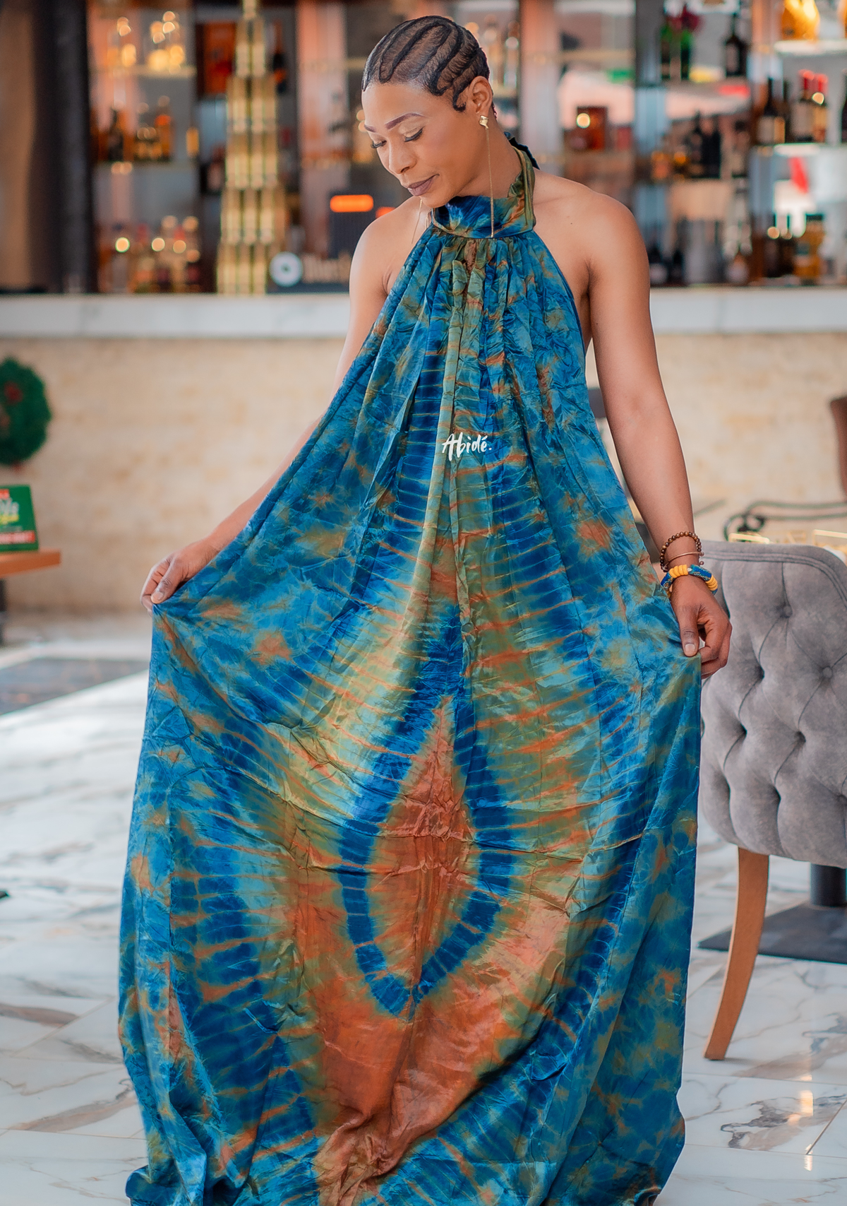 robe dos nu bleu turquoise